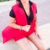 Conjunto chaleco y pantalon rojo - Imagen 3
